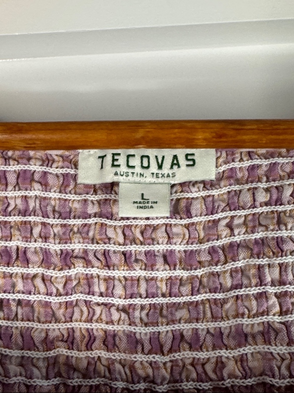 Tecovas Lavender Pink Gingham Smocked Babydoll Dress w/ pockets size Large - Picture 2 of 7